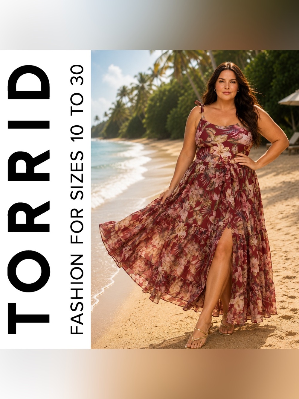Torrid Burgundy Tropical Studio Chiffon Maxi Skirt & Cropped Tank Set, 1X, NWT!